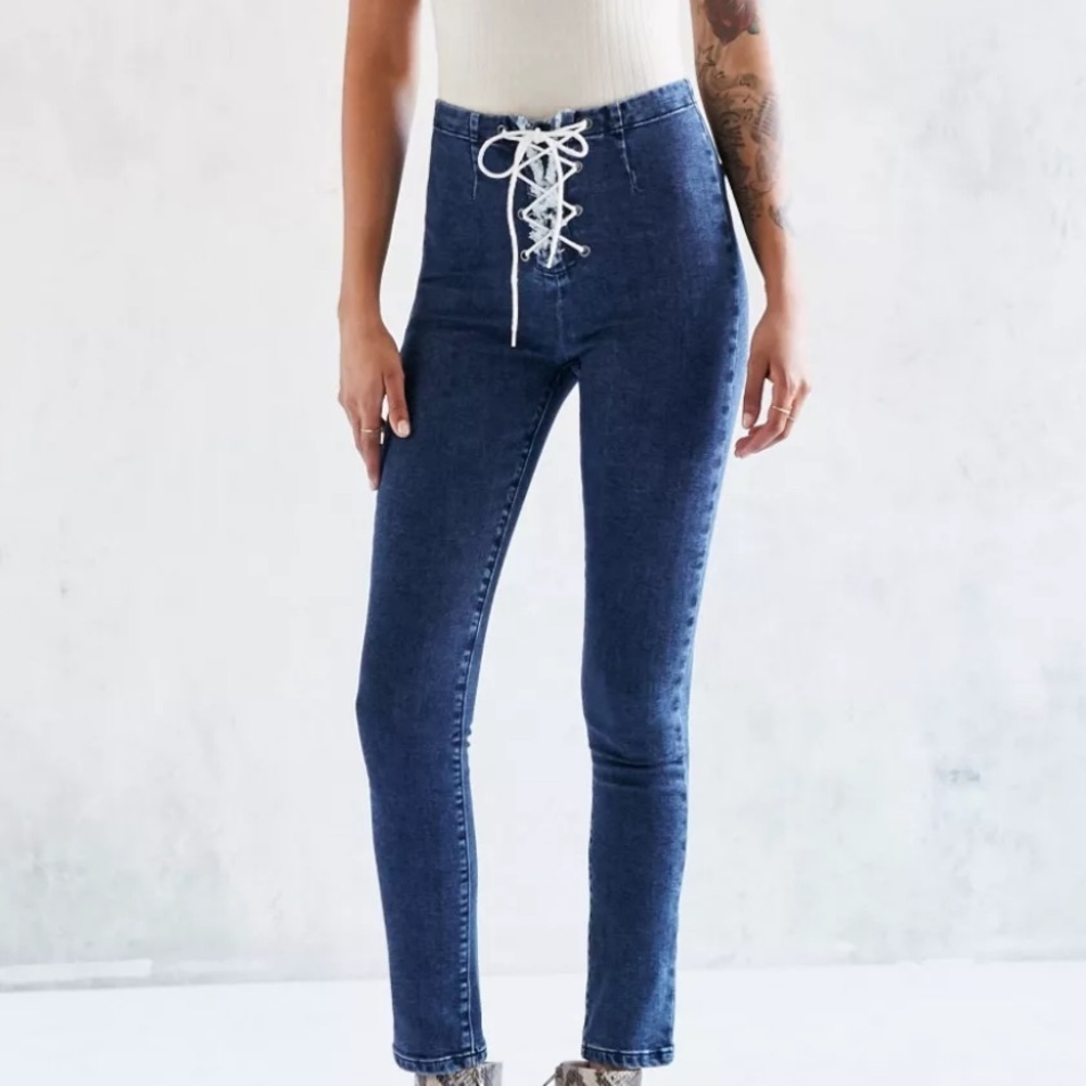 BDG Urban Outfitters Twig Lace-Up High-Rise Skinny Jean Size 27 NWOT